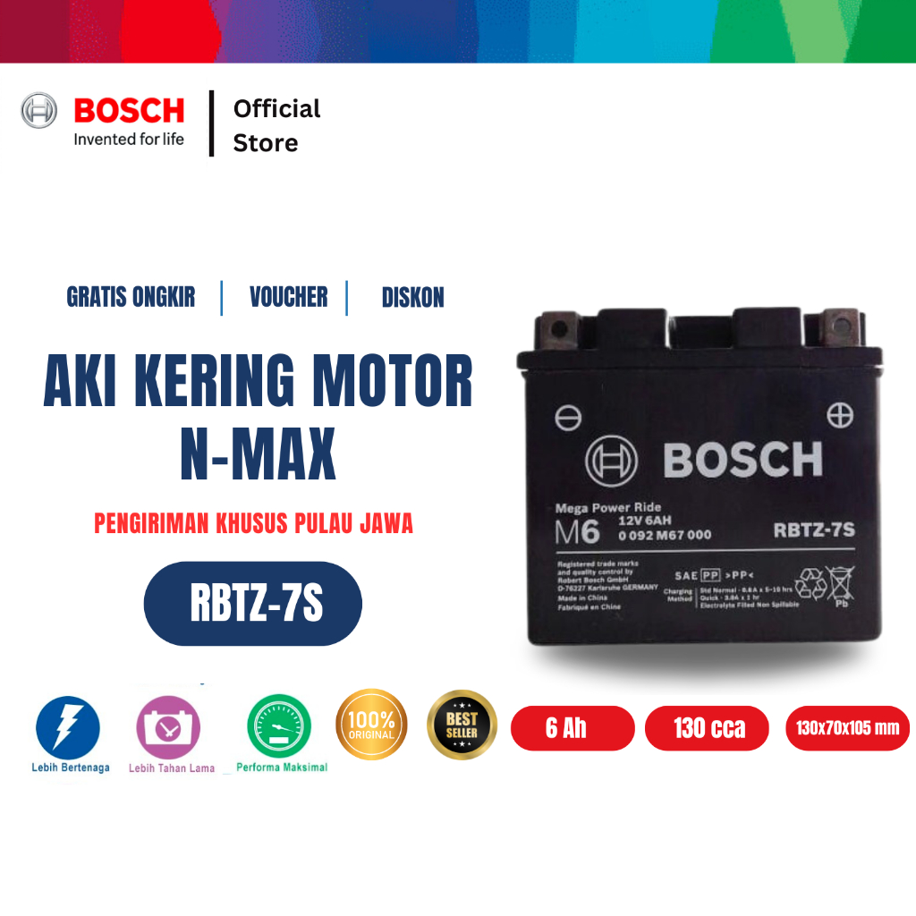Bosch Aki Kering Motor Yamaha Nmax 155  2020 On - Maintenance Free - RBTZ-7S
