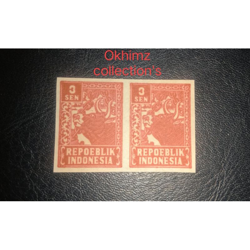

2 PCS prangko Lawas Seri REVOLUSI 1947 Perf / Imperforasi UN USED