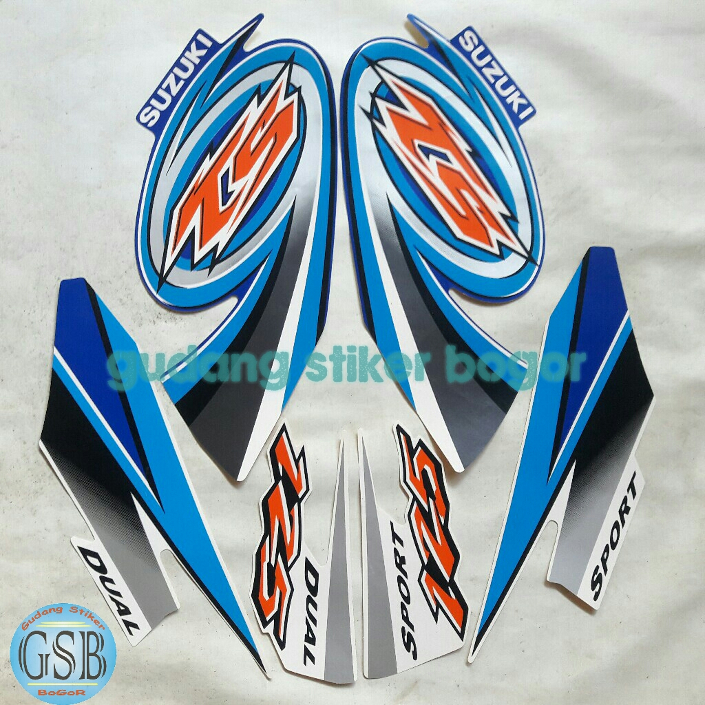 STIKER STRIPPING BODY MOTOR TS 125 BIRU-PUTIH
