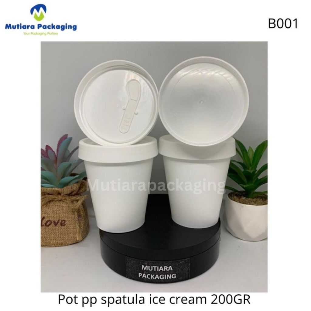 TERMURAH !! POT PP Spatula ice cream 200gr - pot spatula - kemasan lulur, masker