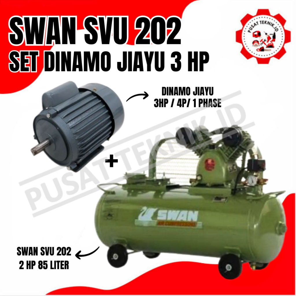 KOMPRESSOR SWAN 202 2HP SET DINAMO LISTRIK 3HP JIAYU