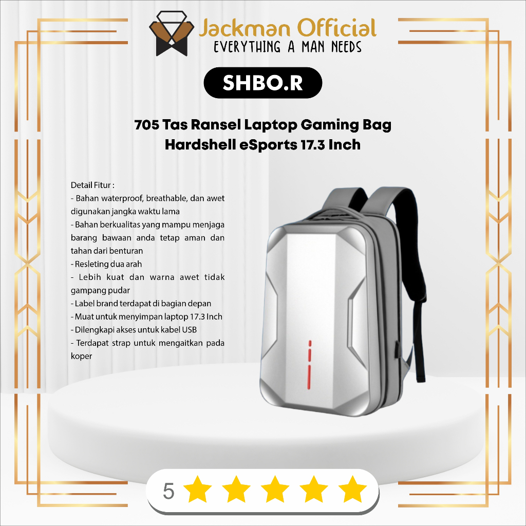 SHBO.R 705 Tas Ransel Laptop Gaming Bag Hardshell eSports 17.3 Inch