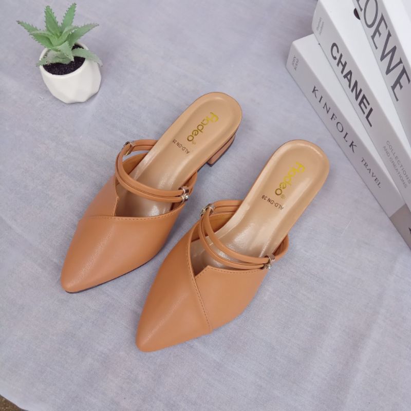 Bustong Wanita Tali Dua Permata - Fladeo - Hak 3 cm - Pantofel Harian Wanita