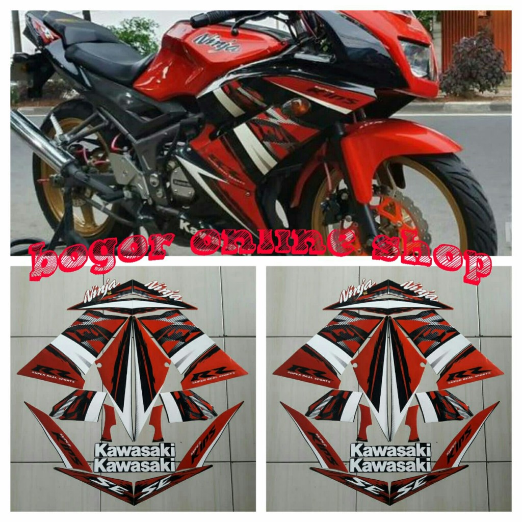Stiker striping body lis motor Ninja RR SE 2014 Hitam-orange