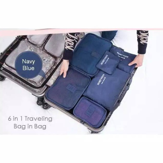 SKR Travel 6 in 1 Bag in Bag Set in Pouch Organizer Tas Baju Koper Storage ART X7V2