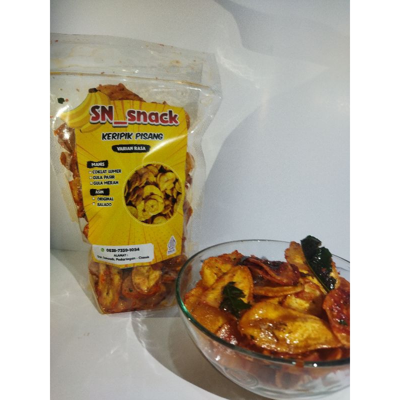 

Cemilan viral keripik pisang varian Rasa BALADO berat 150gram