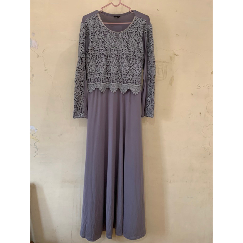 Preloved Gamis Brokat/ Gamis Abu Brokat/ Gamis Muslimah/ Gamis Lebaran/ Gamis Hari Raya/ Gamis Canti