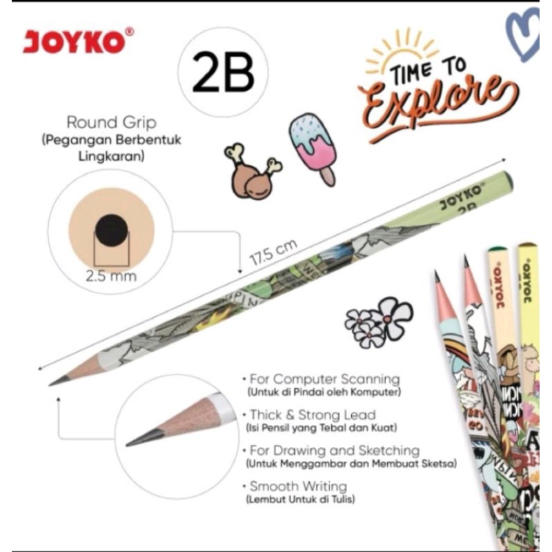 

1 Pack Pensil Joyko P-8128 2B Time To Explore 12 Pcs