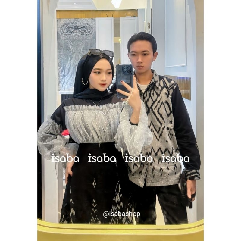 Baju Tenun Couple, Gamis Rahayu Black Love, Batik Tenun Couple Kondangan
