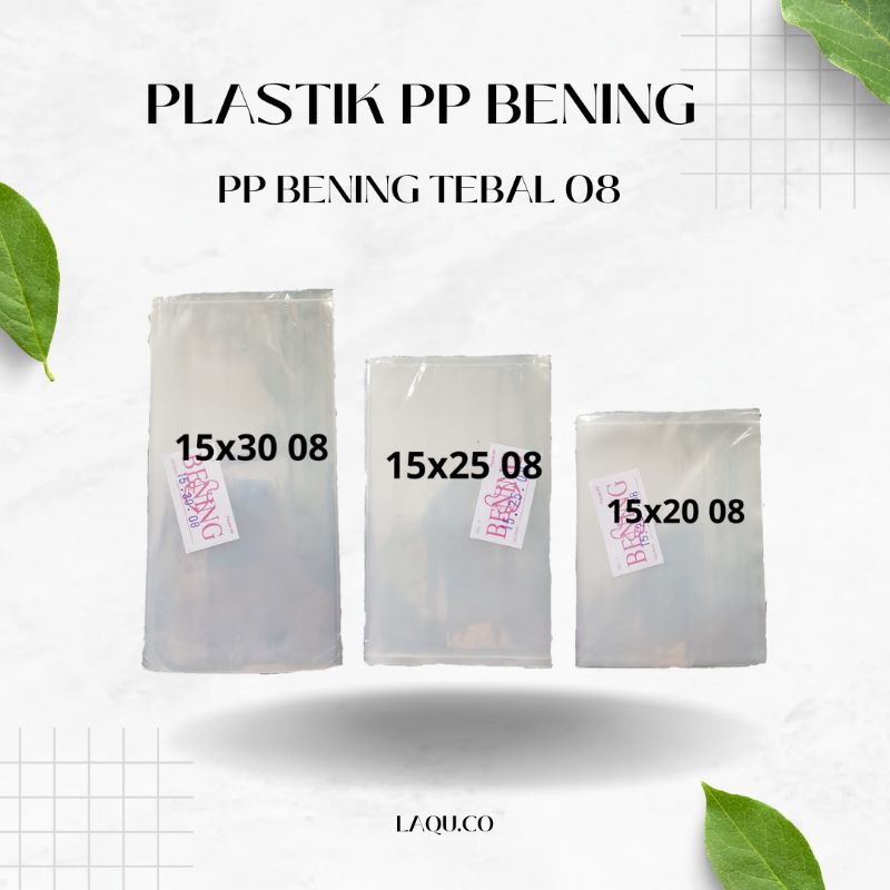 Plastik PP Bening Tebal 08 Ukuran 15x20 15x25 15x30 kantong plastik pp bening kemasan makanan kemasa