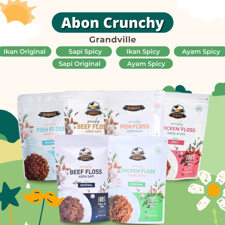 

Wow Grandville Abon Sapi Ayam Crunchy Abon Anak Non MSG Halal MPASI