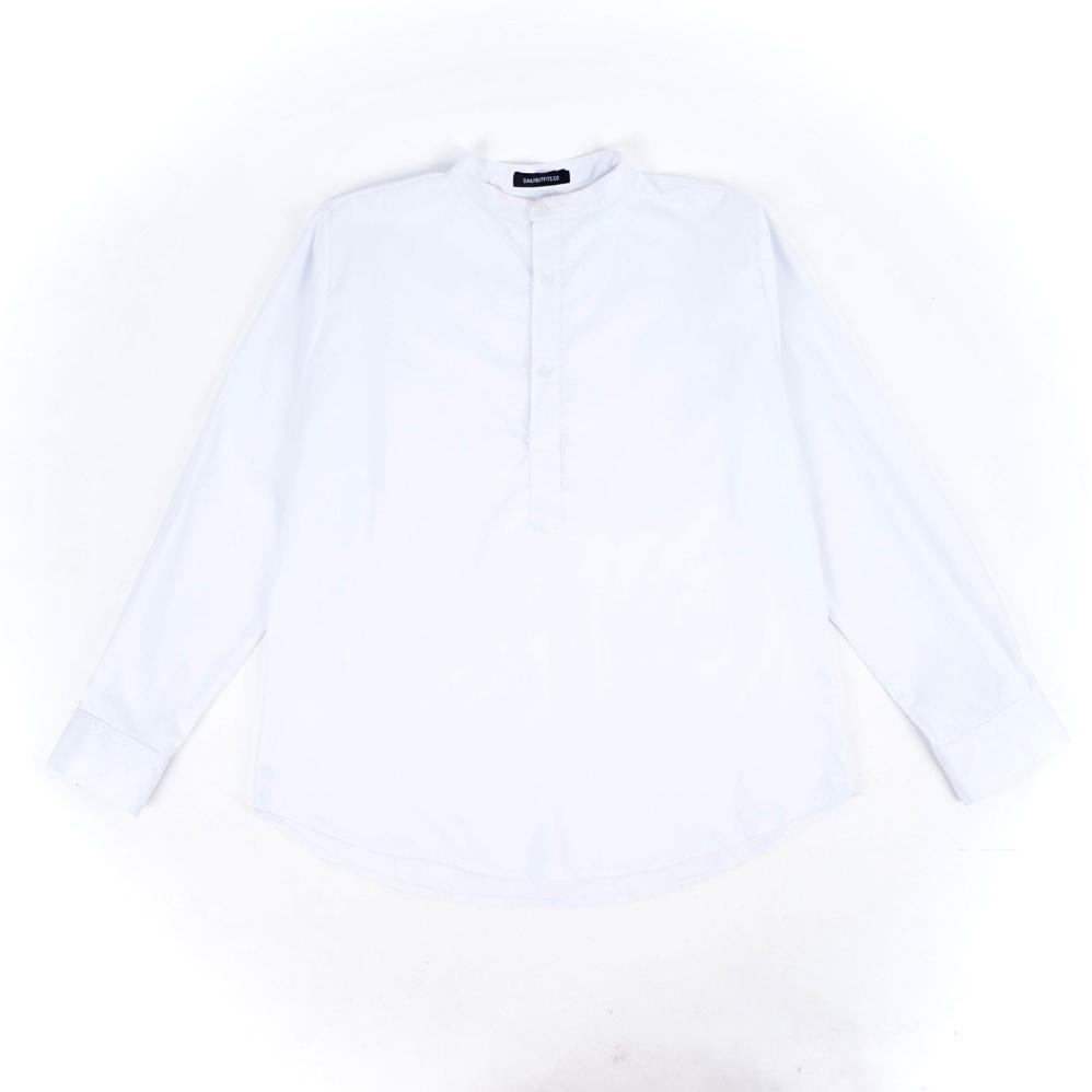 Dailyoutfits Kemeja Koko Pria Baju Muslim Kasual Katun Lengan Panjang Putih BIGSIZE Premium Quality