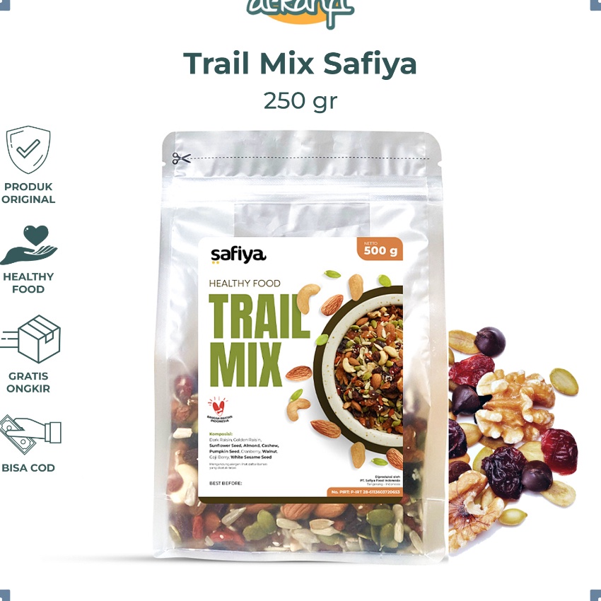 

Tawaran Trail Mix Safiya 25 Gram Premium With Almond Mete Nut Seed Dried Fruit Makanan Sehat Cemilan Diet