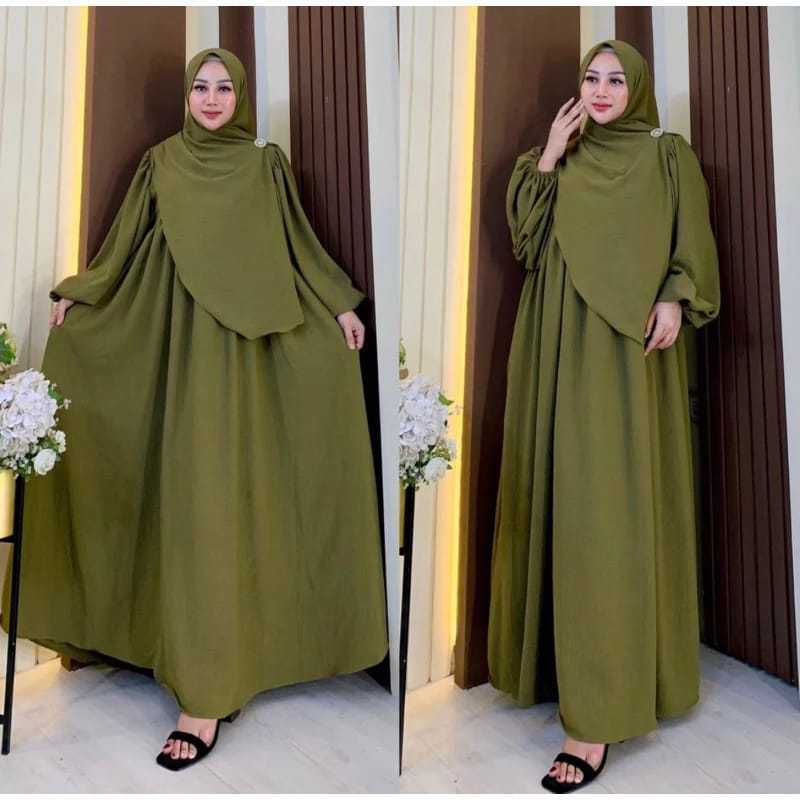 Gamis Syari Terbaru Luna Set Syari Pasmina Oval  Gamis Jumbo termurah