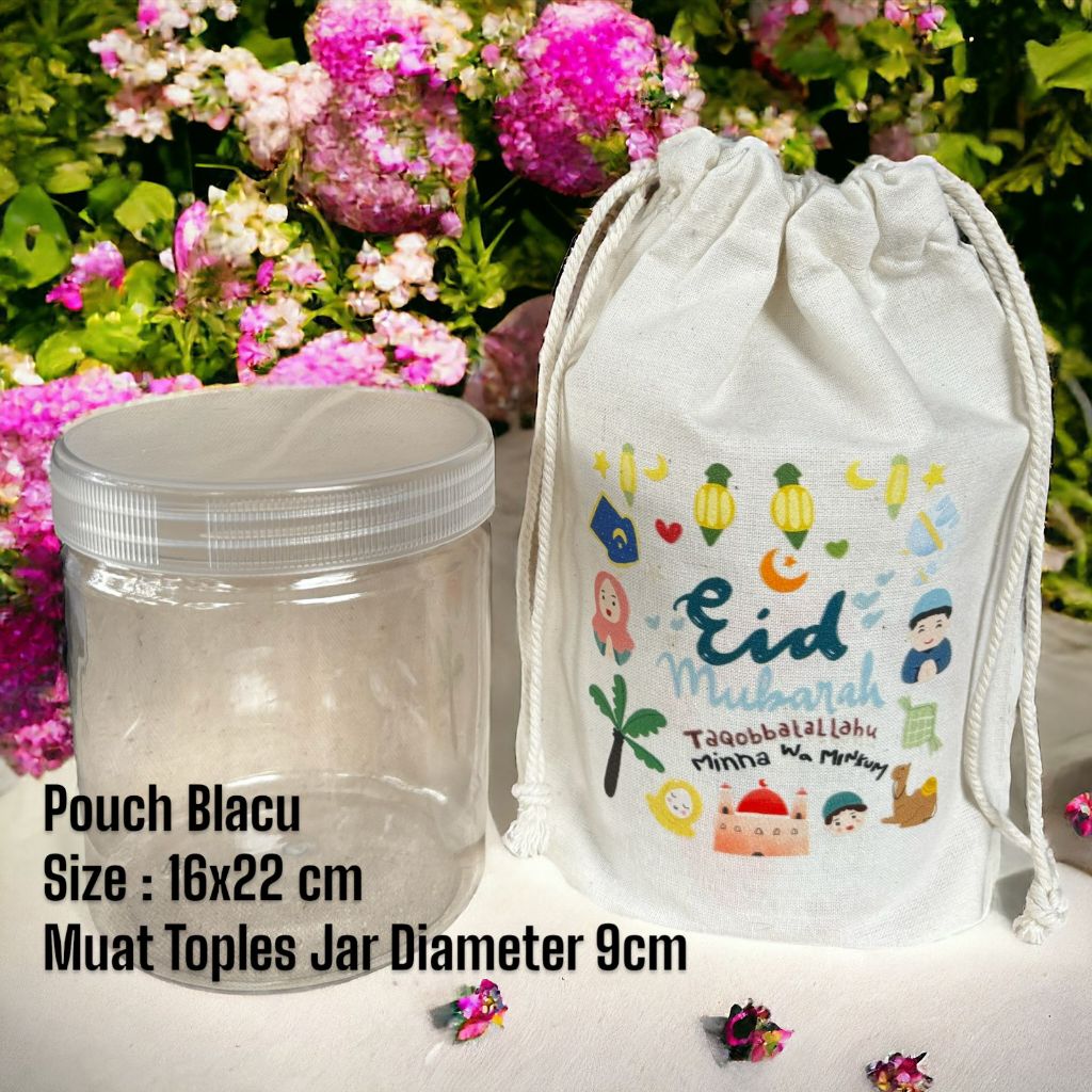 Mini Pouch Goodie Bag Tas Serut Edisi Idul Adha Lebaran Idul Fitri muat Toples Jar Tabung Kue Kering