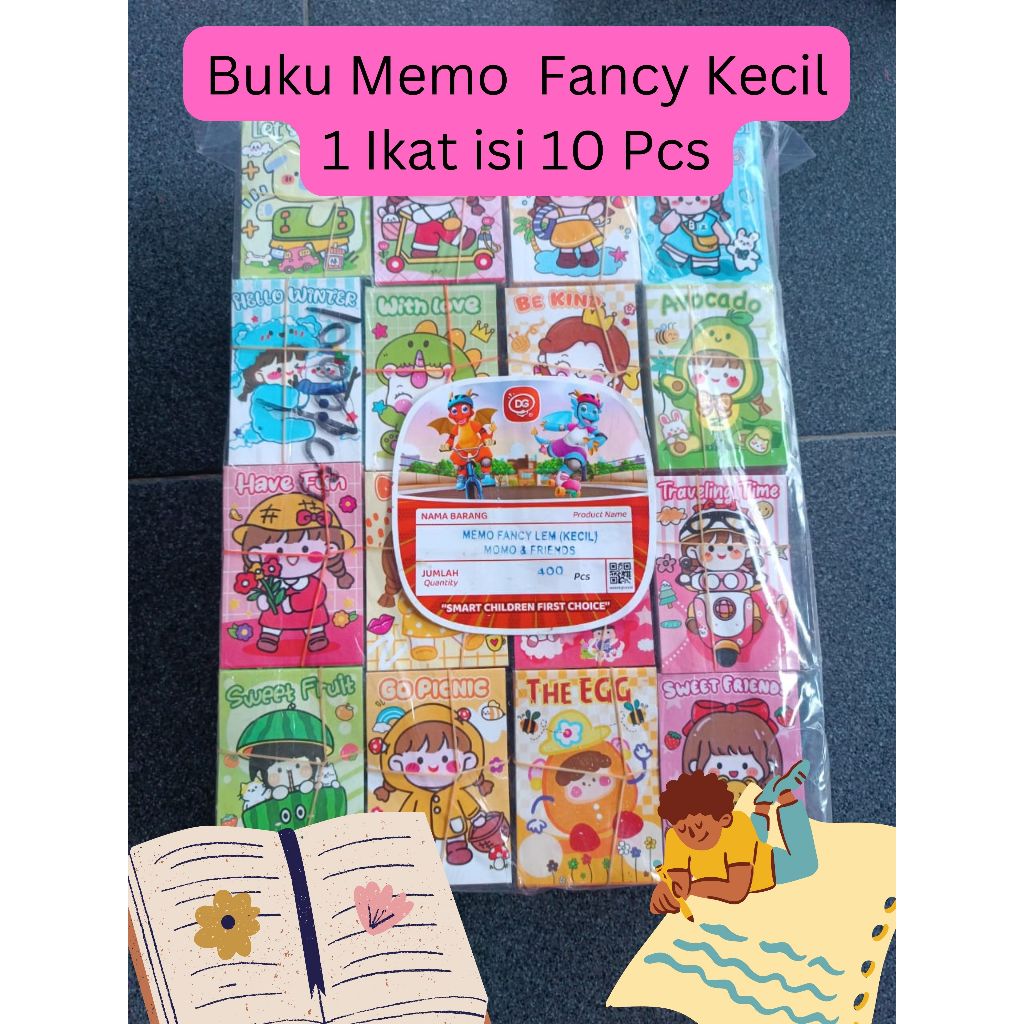 

BUKU MEMO LEM FANCY KECIL MEREK DG 1 PAK ISI 10 PCS