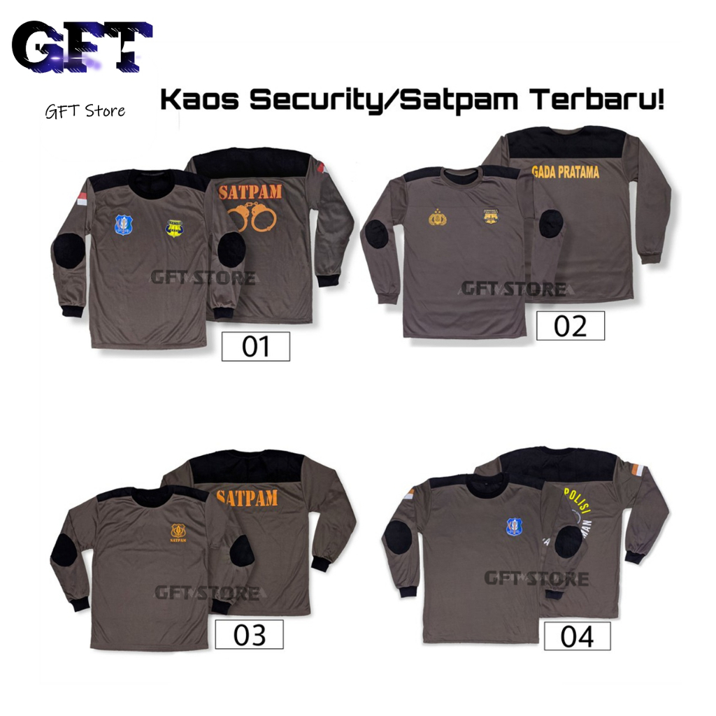 Kaos Security Satpam / Mitra Polisi / Gada Borgol Lengan Panjang Terbaru Termurah