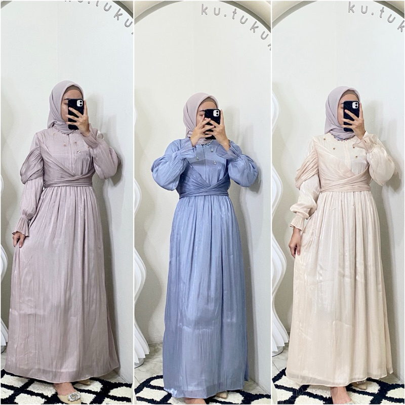 READY AMIRA DRESS SHIMMER PRINCESS YORYU + HIJAB - ku.tukuklamby