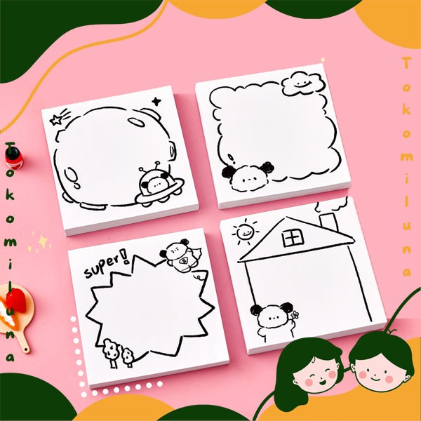 

Sticky notes black and white puppy cute mini memo paper estetik minimalis lucu HB1651