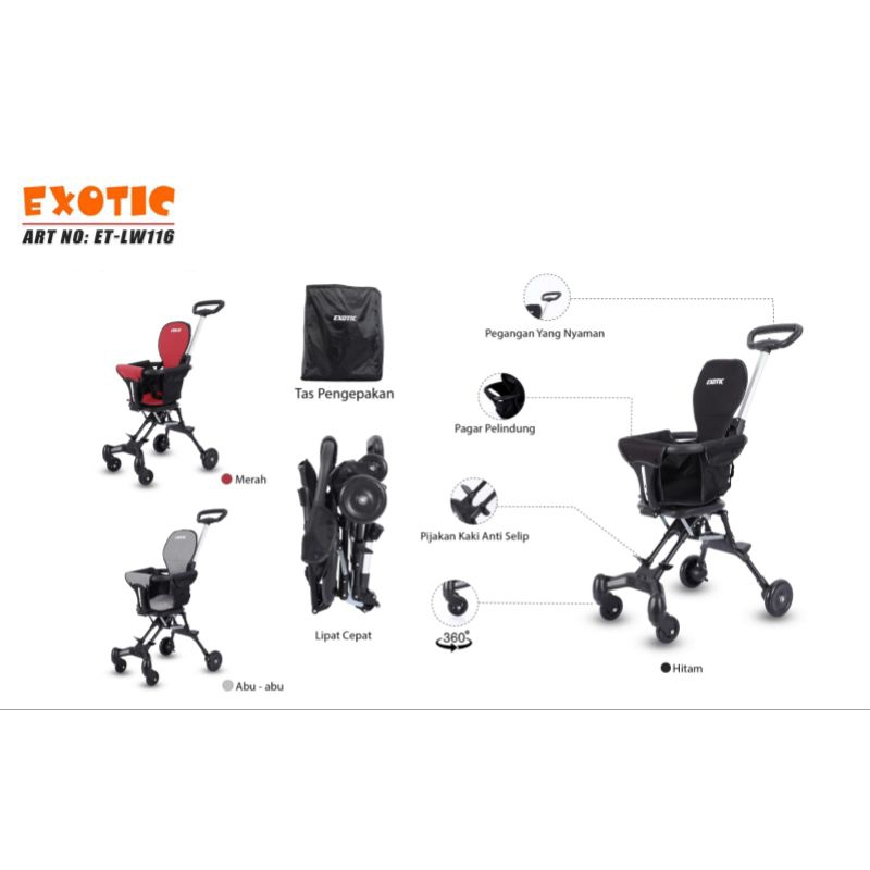 Baby Stroller Exotic LW 116 Stroller Traveller Cabin Size