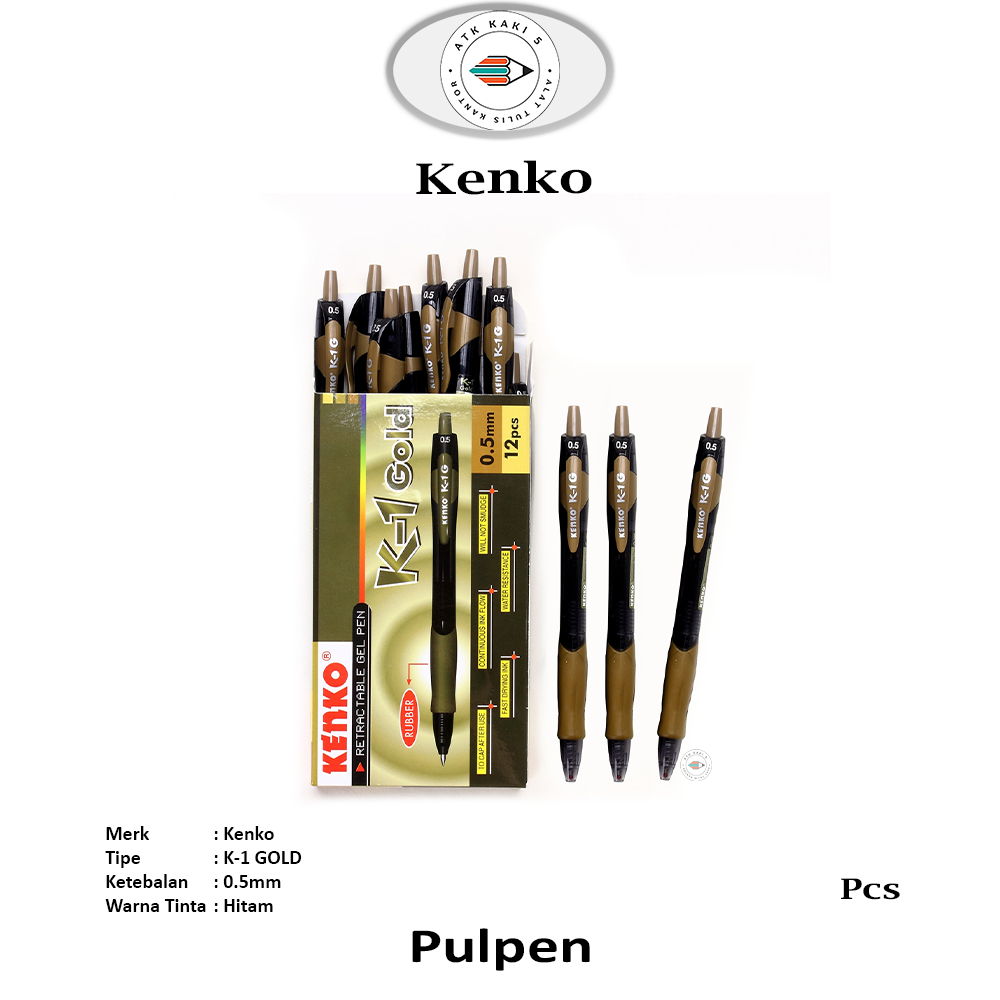 

Kenko - Gel Pen K-1 Gold Series 0,5mm -Hitam - Pcs