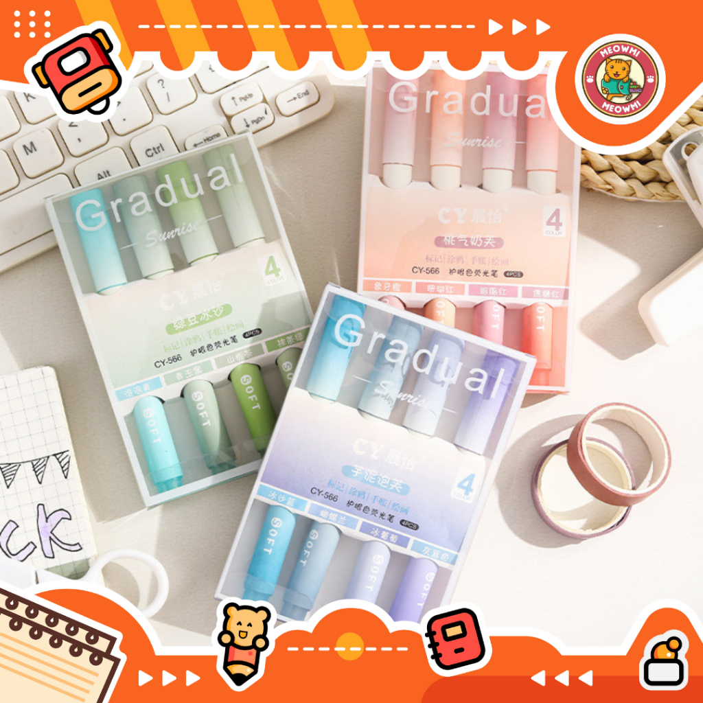 

Spidol Highlighter Gradual Gradasi Warna 4pcs HGL0017