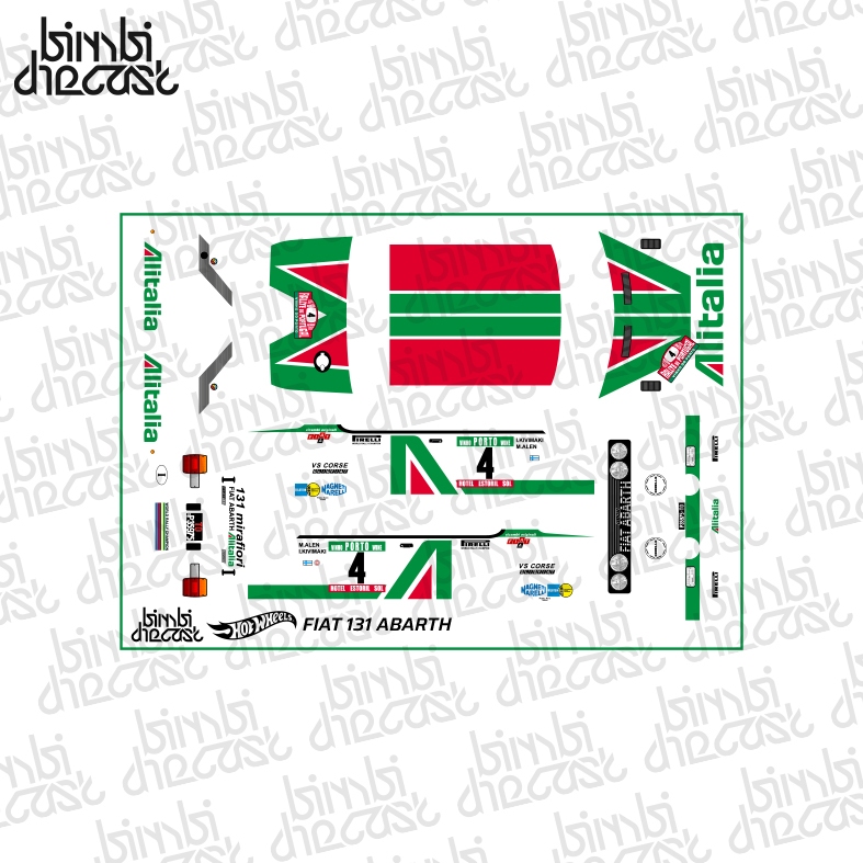 Decal Hotwheels Fiat 131 Arbath Alitalia