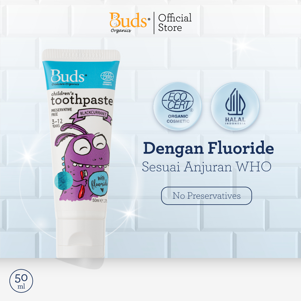 Buds Organics Toothpaste With Xylitol 1-3 Tahun With Fluoride 3-12 Tahun - Pasta Gigi Odol Bayi dan 
