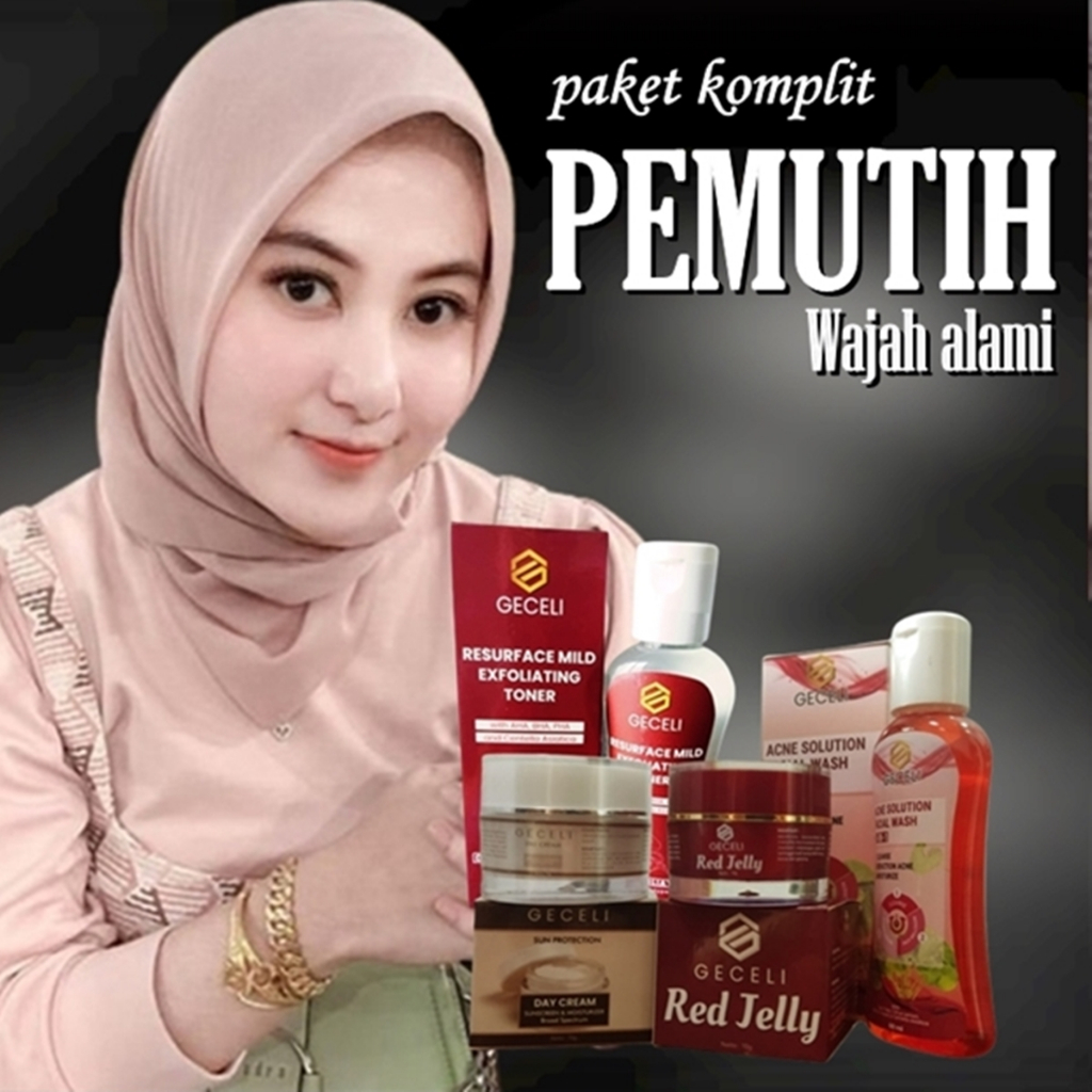 PAKET PALING HEMAT DARI GECELI 4 IN 1 TERDARI DAY CREAM GECELI, RED JELLY GECELI , TONER GECELI , DA