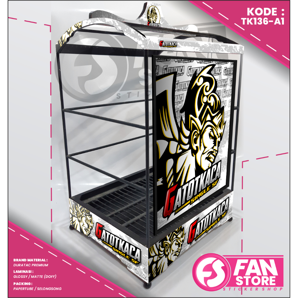 STICKER DECAL KANDANG KOTAK MOTIF WAYANG/ STIKER SANGKAR BURUNG KOTAK BNR NO 1 2 3 CUSTOM DESAIN / T