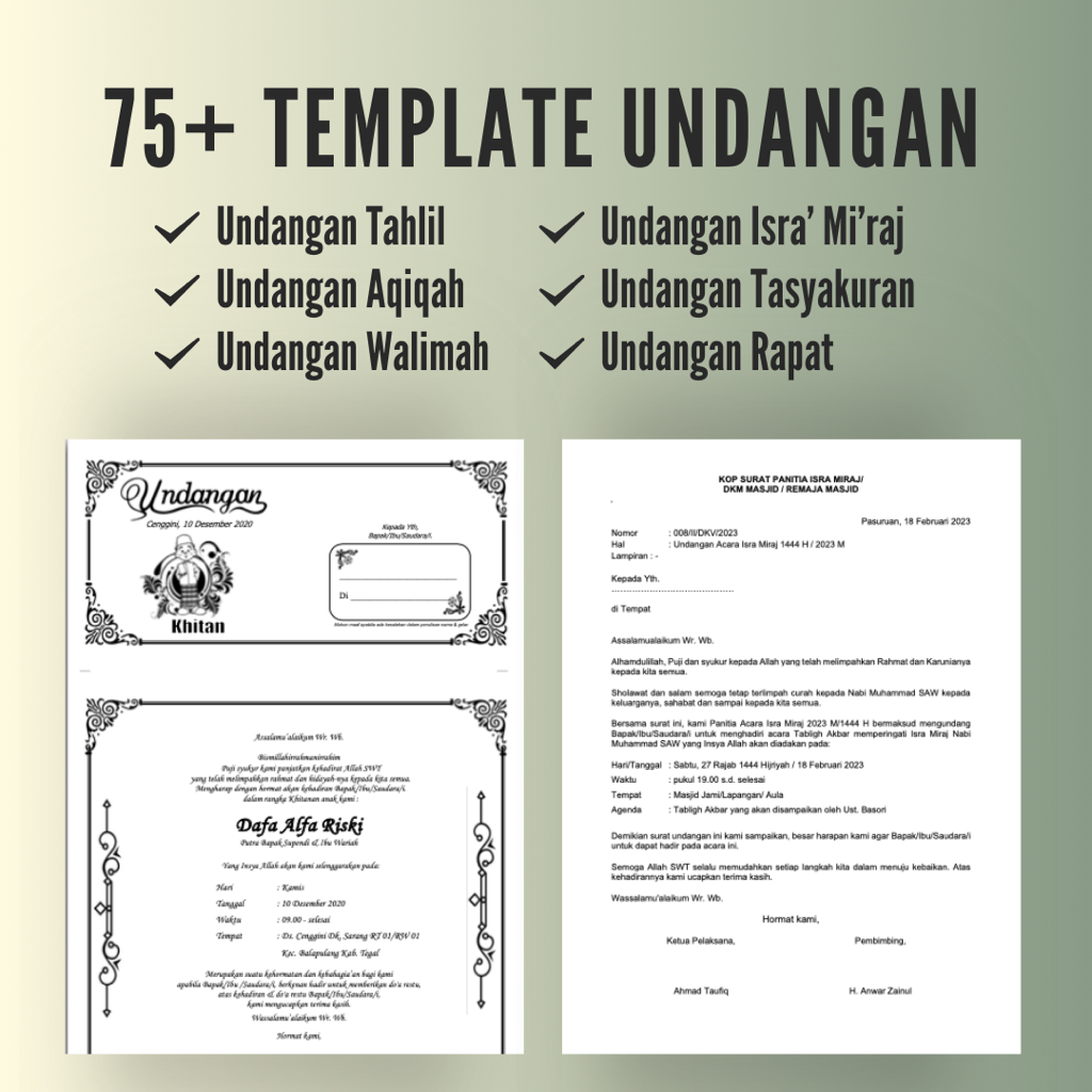 75+ Template Undangan Tahlil, Undangan Walimah, Aqiqah, Tasyakuran, Word Siap Edit