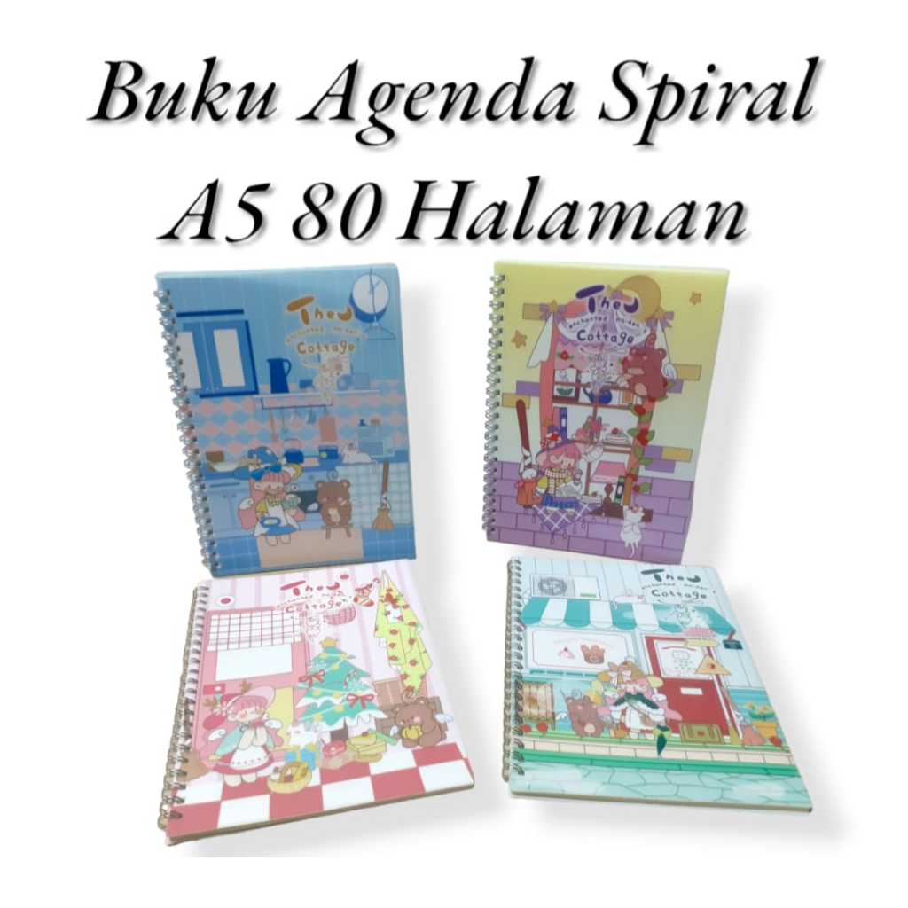 

ROYALE STATIONARY - BUKU DIARY / AGENDA SPIRAL HARD COVER UKURAN A5 KARAKTER THE COTTAGE ISI 80 HALAMAN