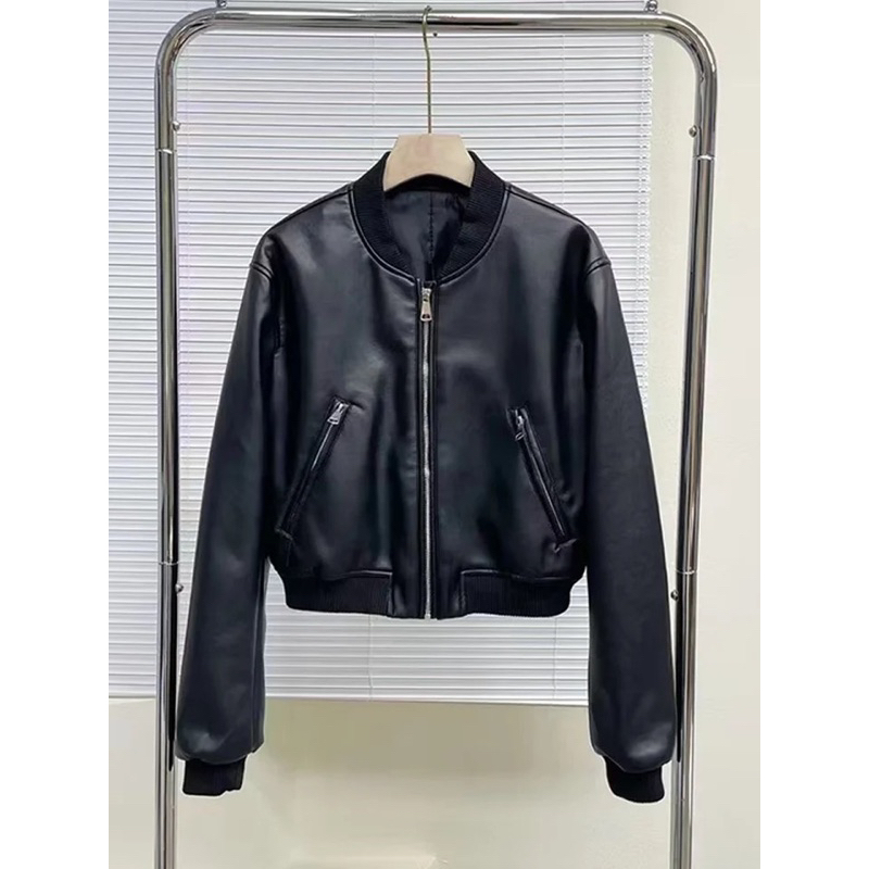 Jaket Kulit Hitam Wanita Blazer Crop Fitt Rock N Roll Mafia Polos Hitam Leather Atasan Lembut