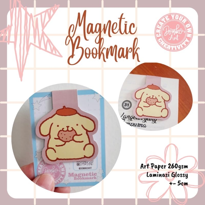 

Magnetic Bookmark / Pembatas buku magnet Cartoon Pom pom purin Cookies
