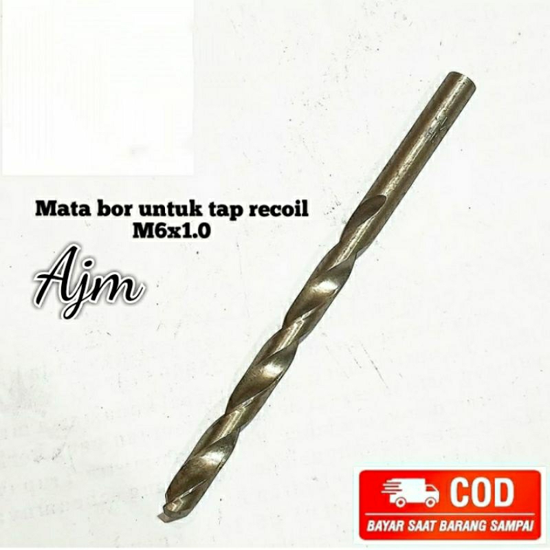 mata bor besi alumunium mata bor tap recoil m6x1.0 bkn mata bor nachi