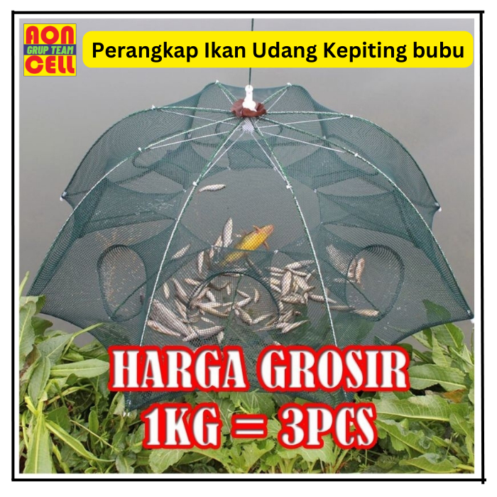 Payung Bubu Jaring Jebakan Perangkap Udang ikan Kepiting Model Payung 8  lubang [an]