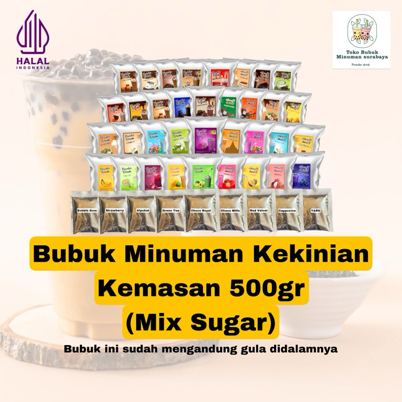 

Bubuk Minuman Rasa 500gr Mix Gula Bubuk Minuman Kekinian Bubuk Boba Powder Drink