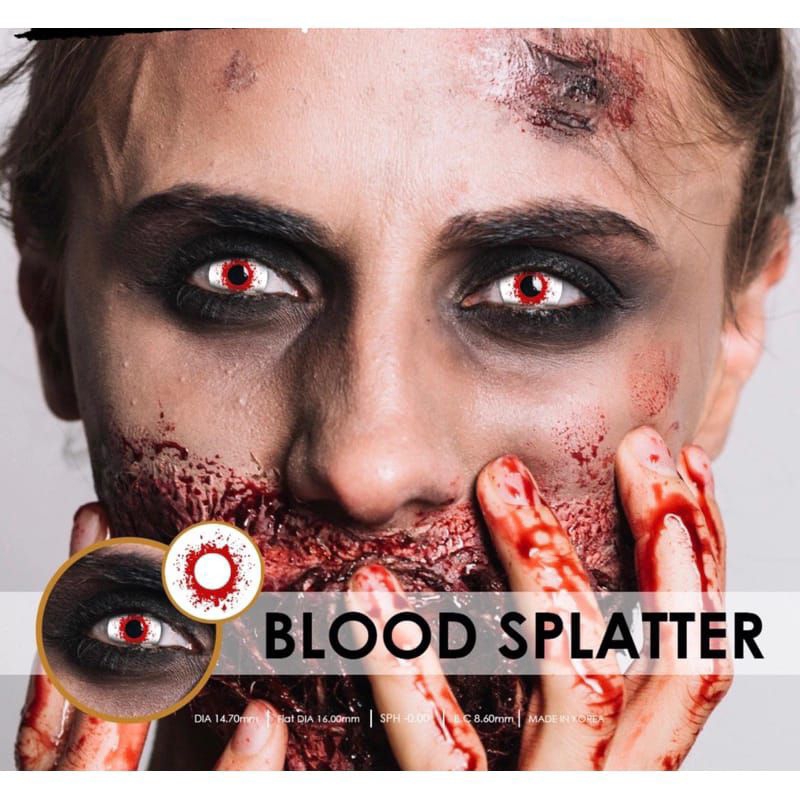 Softlens crazy full eye blind white blind black pure black pure white cat eye blood eye - lensa mata