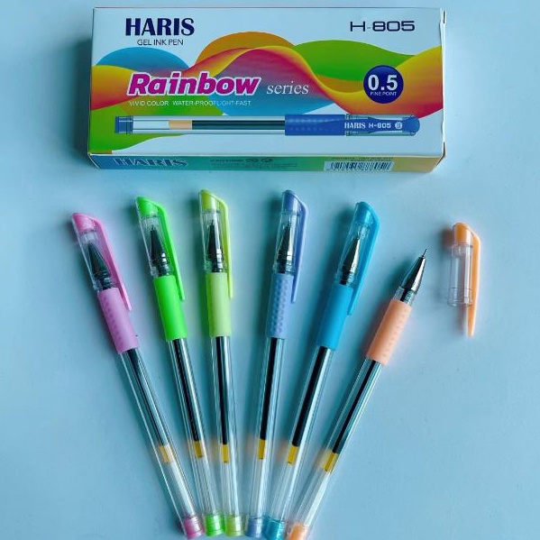 

Termurah 12pcs Pulpen Gel Jarum RAINBOW Pastel 5 mm Pen Jel Lancip Murah Bolpen Gel Hitam