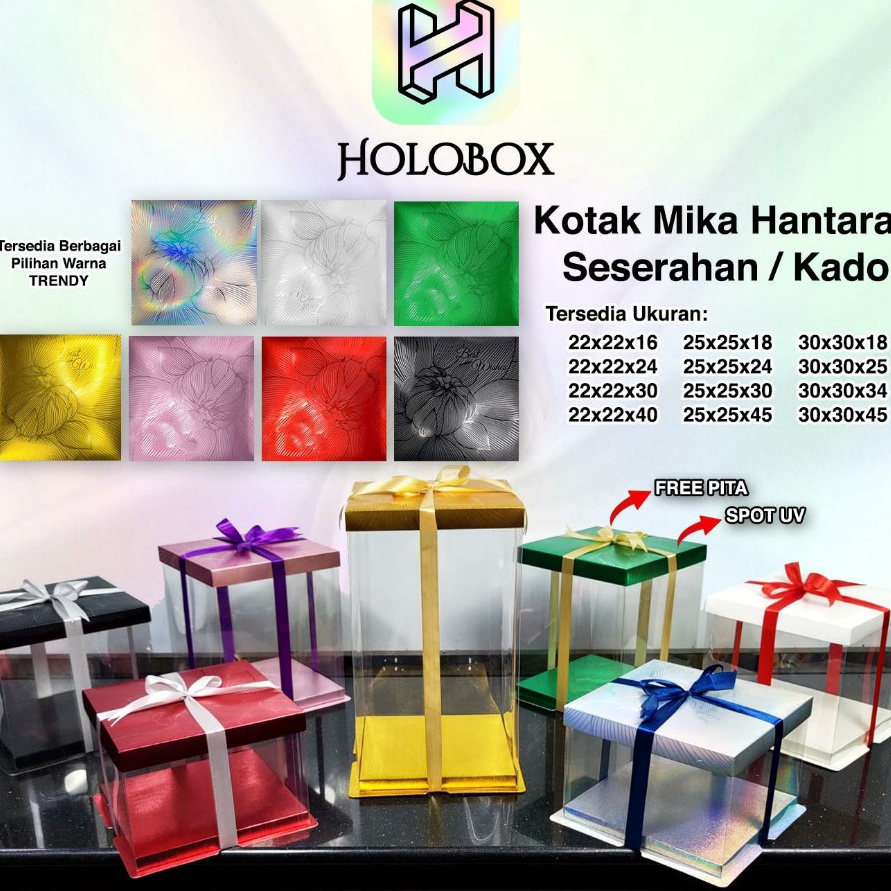 

KF7 Cake Box Kotak Kue Mika Transparan Dus Hantaran Tutup Hologram 3x3