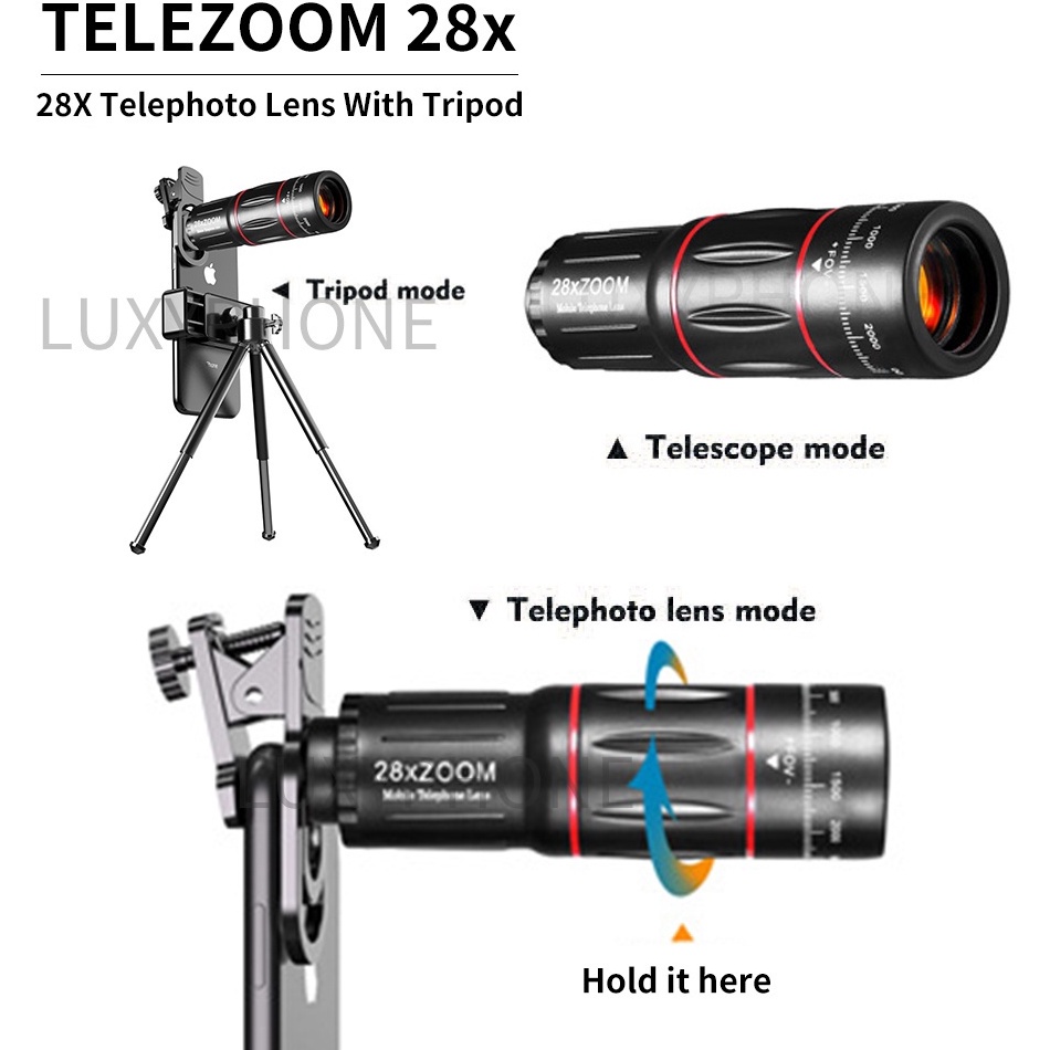 Ready stock Telezoom Apexel 18x25 Zoom Telezoom Apexel 28x Zoom Lensa Zoom Lens Kamera Tele Zoom HP 