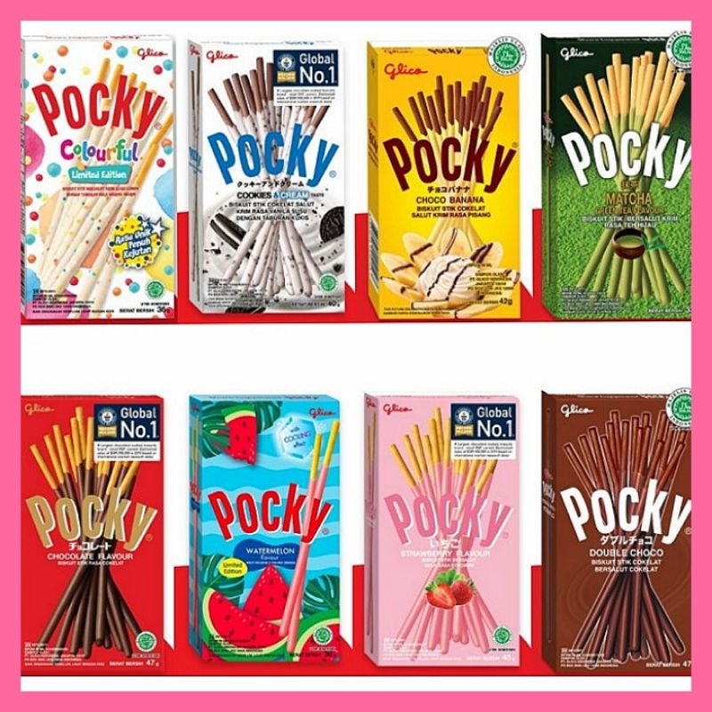 

glico pocky biskuit stik matcha strawberry cokelat banana coconut yuzu 47g