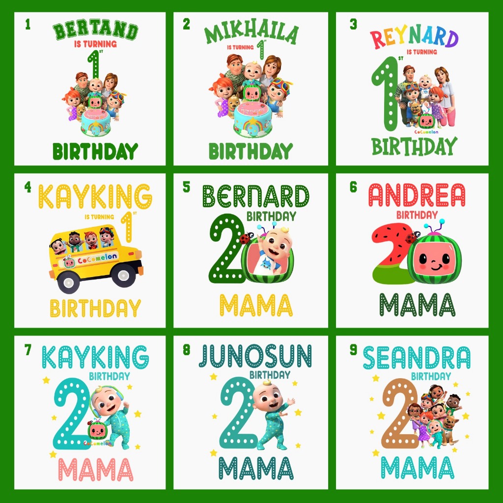 KAOS CUSTOM ULANG TAHUN TEMA COCOMELON KAOS CUSTOM FAMILY BAJU ULANG TAHUN BAJU COUPLE FAMILY ACARA 