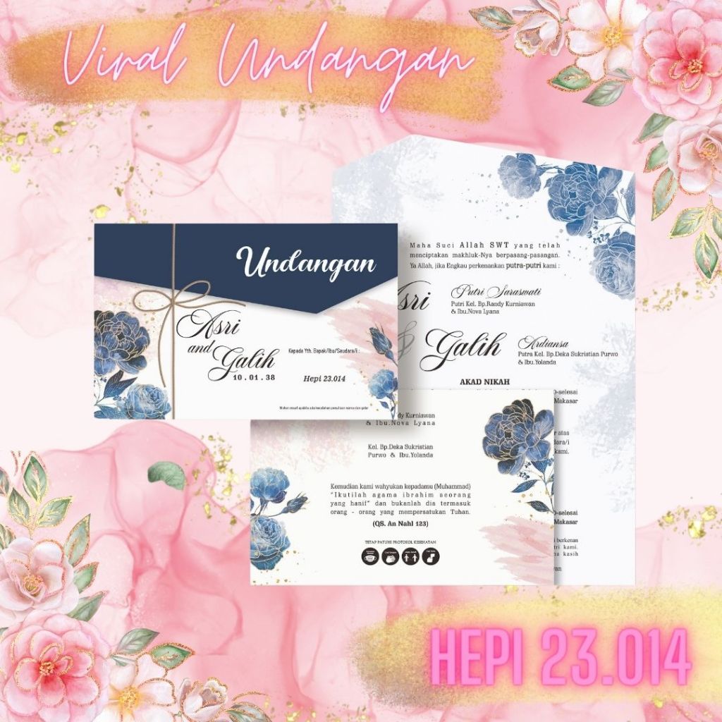 Blangko Undangan Syukuran Pernikahan Dan Khitanan Kosong Simpel Elegan - Seri HEPI 014 Terbaru Dan T