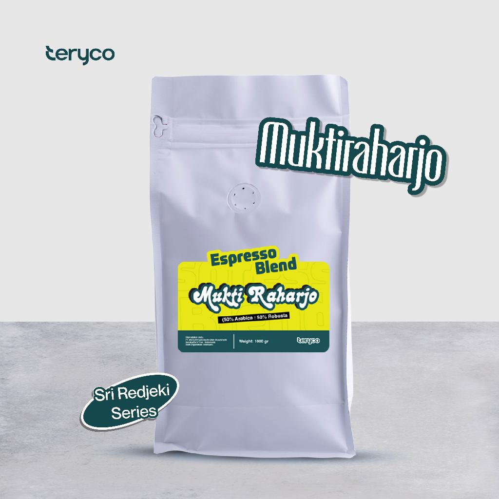 

Teryco Roasters Muktiraharjo Espresso Blend 50 Arabica : 50 Robusta - 1000 gram / Sri Redjeki Series / Espresso Coffee Blend - Biji Bubuk Kopi Houseblend