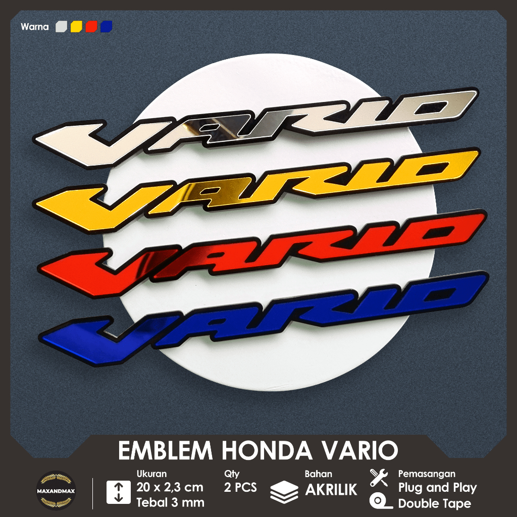 Emblem Vario 2 PCS Logo Timbul 3D Aksesoris Motor Click Vario 125 150 160 110 OLD NEW
