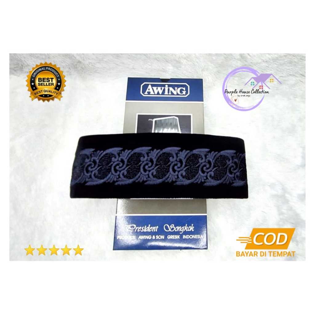 Peci Awing Hitam Bordir Ananta 2 / Songkok Kopiah Hitam Awing Bordir Ananta 2 Original Best Quality