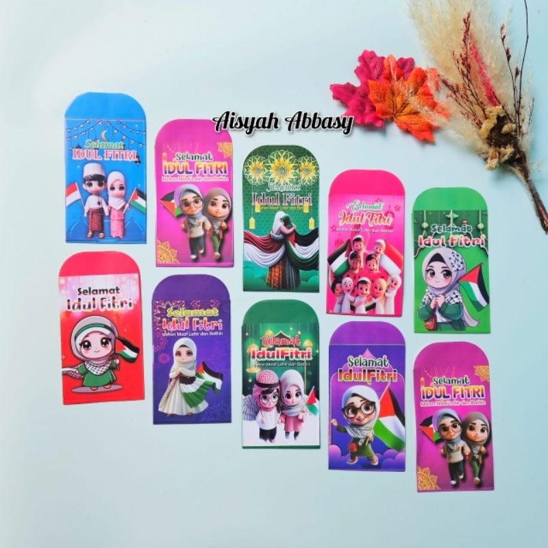 

Amplop ampau lebaran kartun muslim anak Palestine ( glosy ) isi 100 lembar mix 10 gambar