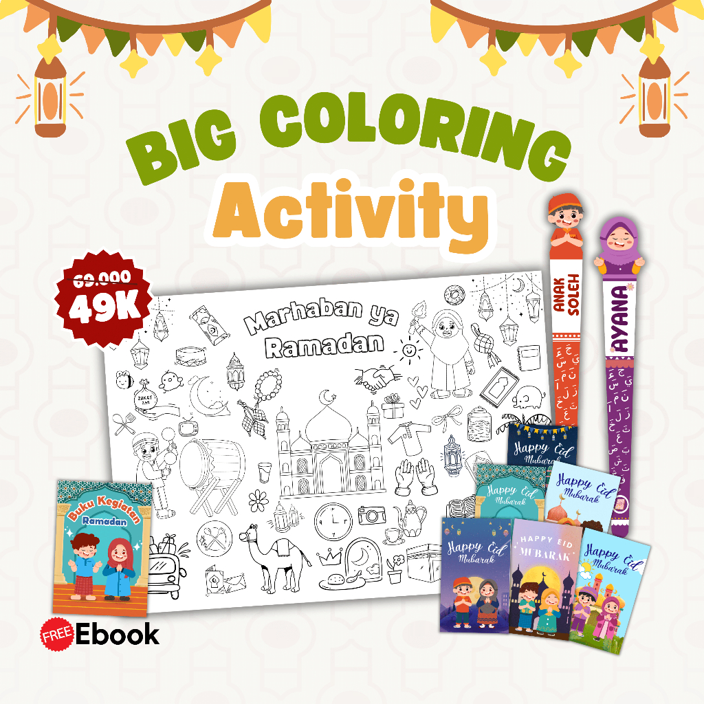 

Bundling Big Coloring Sheet Activity For Kid, Tuding ngaji dan amplop Edisi Ramadan dan lebaran