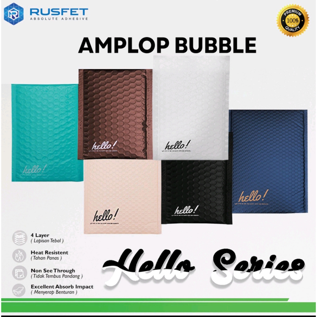 

CUCI GUDANG!!! Amplop Bubble Mailer - Bubble Wrap - Rusfet Hello Series Premium Quality - Satuan Uk 25x33cm